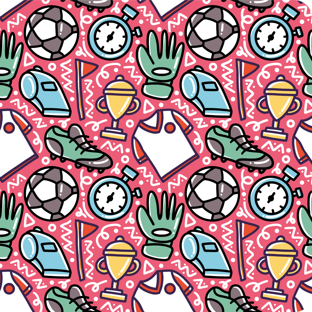 Doodle fotball tegneserie vinyl teppe soverom - Tenstickers