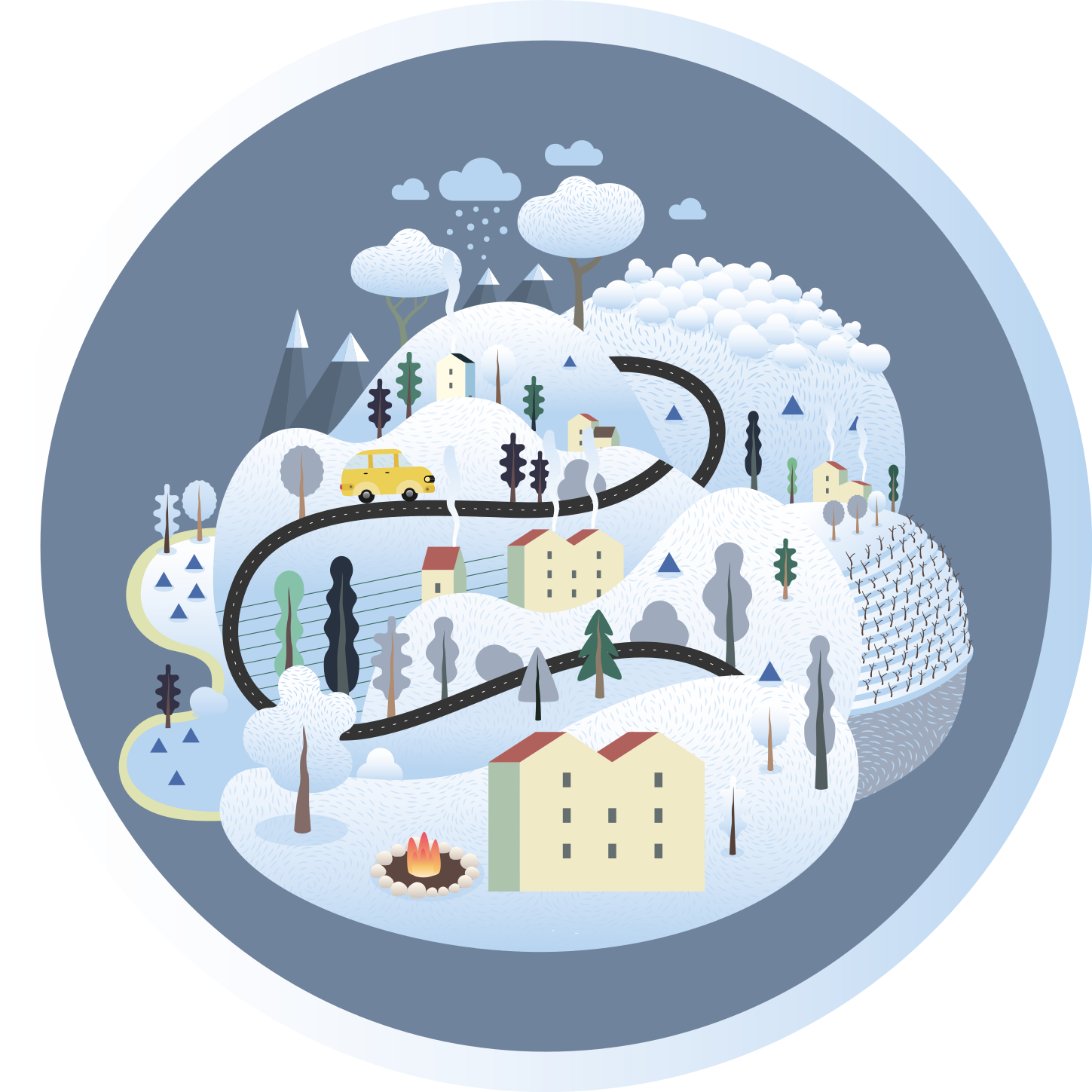 En finurlig landskapsreise vinyl teppe veier - Tenstickers