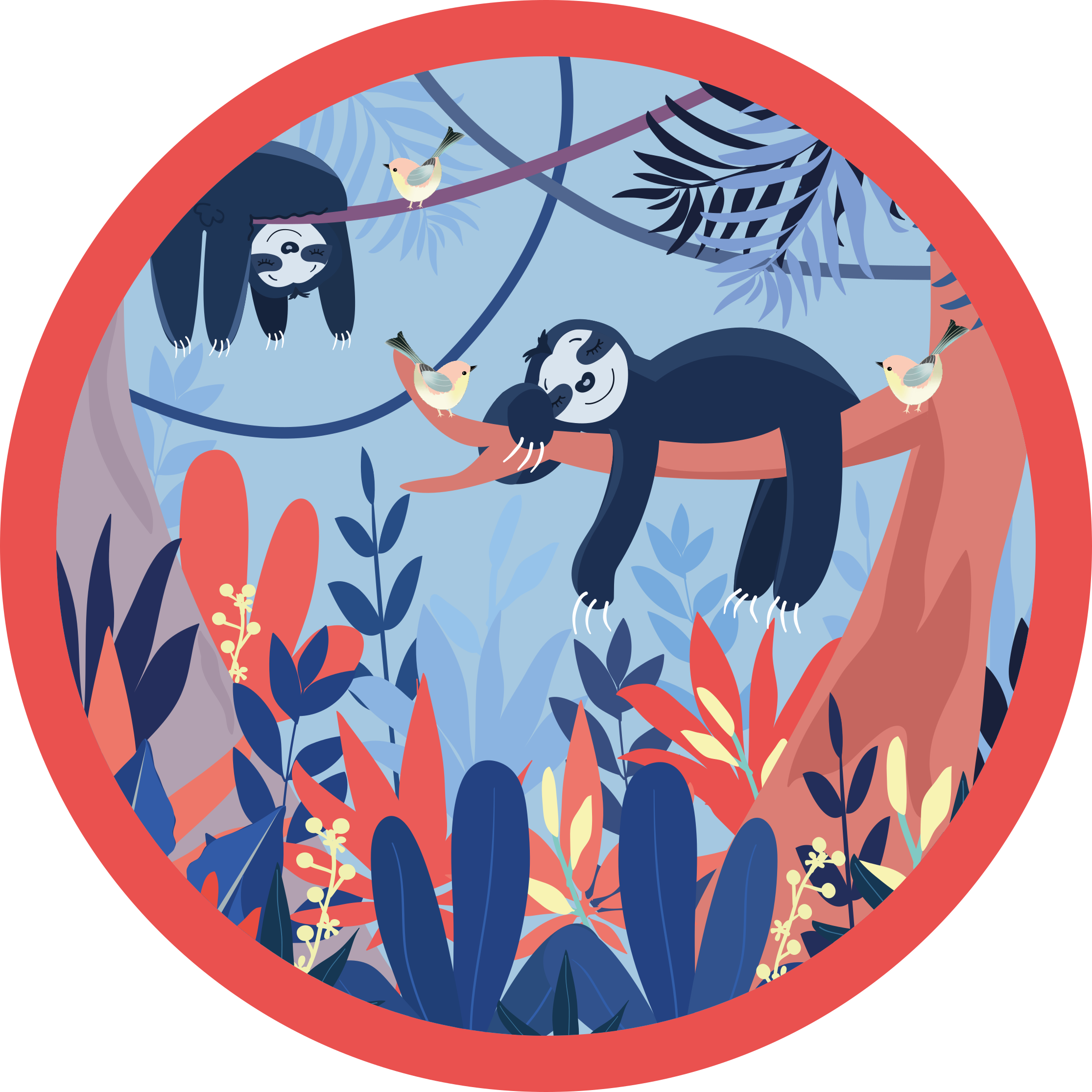 Dovendyr jungel scene vinyl teppe dyreavtrykk - Tenstickers