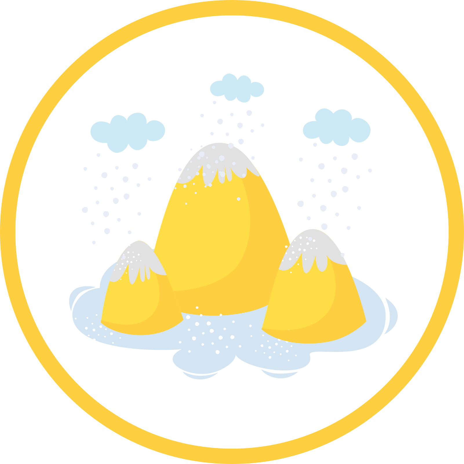 Gule fjell med regndråper Vinyl teppe flere barn - Tenstickers