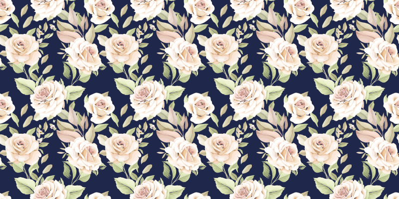 Elegant blomsterkomponent vinyl teppe natur - Tenstickers