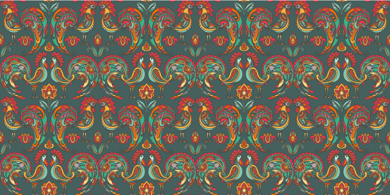 Kyllinger mønster kinesisk stil vinyl teppe dyr - Tenstickers