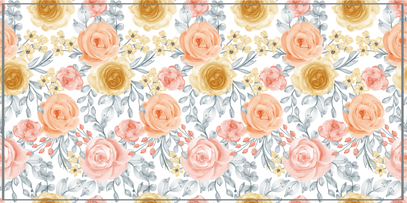 Rosa roser i malt akvarell vinyl teppe rektangel - Tenstickers