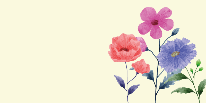 Vibrant botanisk komposisjon vinyl teppe blomster og planter - Tenstickers