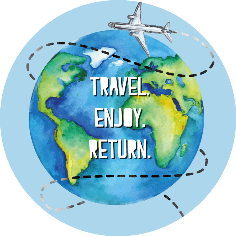 Akvarell reise bakgrunn med fly vinyl teppe rund - Tenstickers