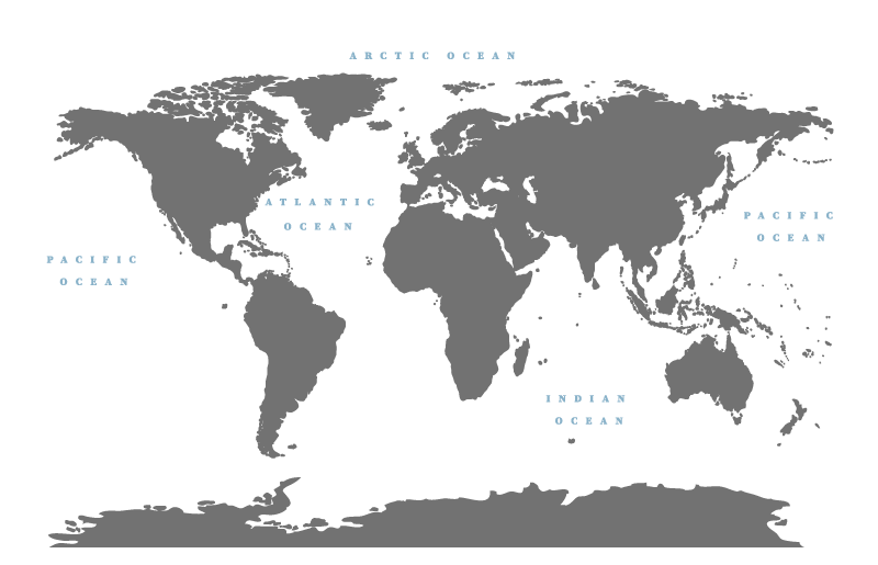 Grå kontinent med hvit bakgrunn vinyl teppe verdenskart - Tenstickers