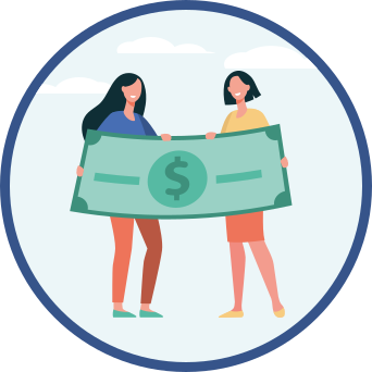 To jenter som holder en dollarregning vinyl teppe ungdom - Tenstickers