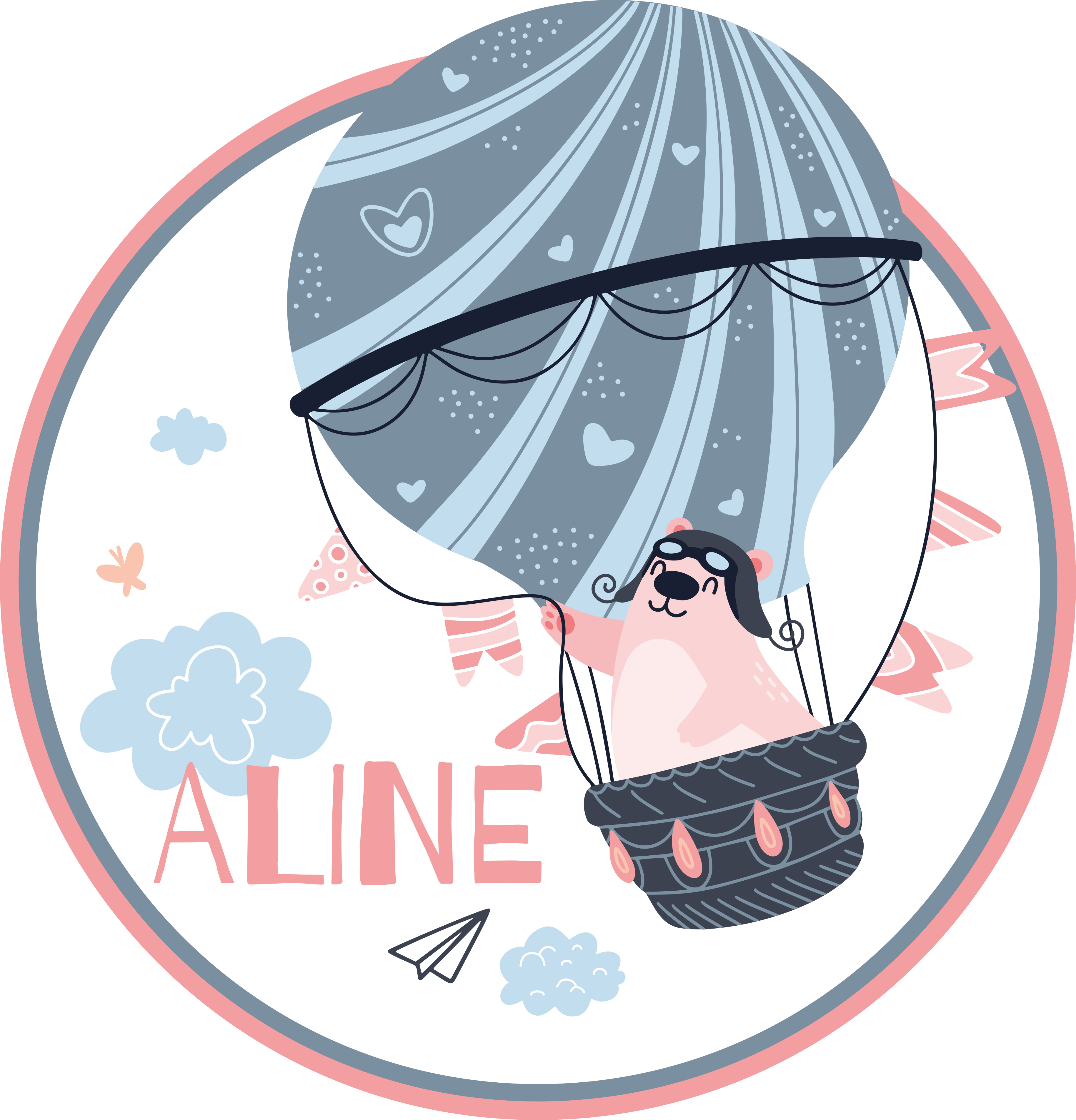 Vinyl teppe med navn luftballong - Tenstickers