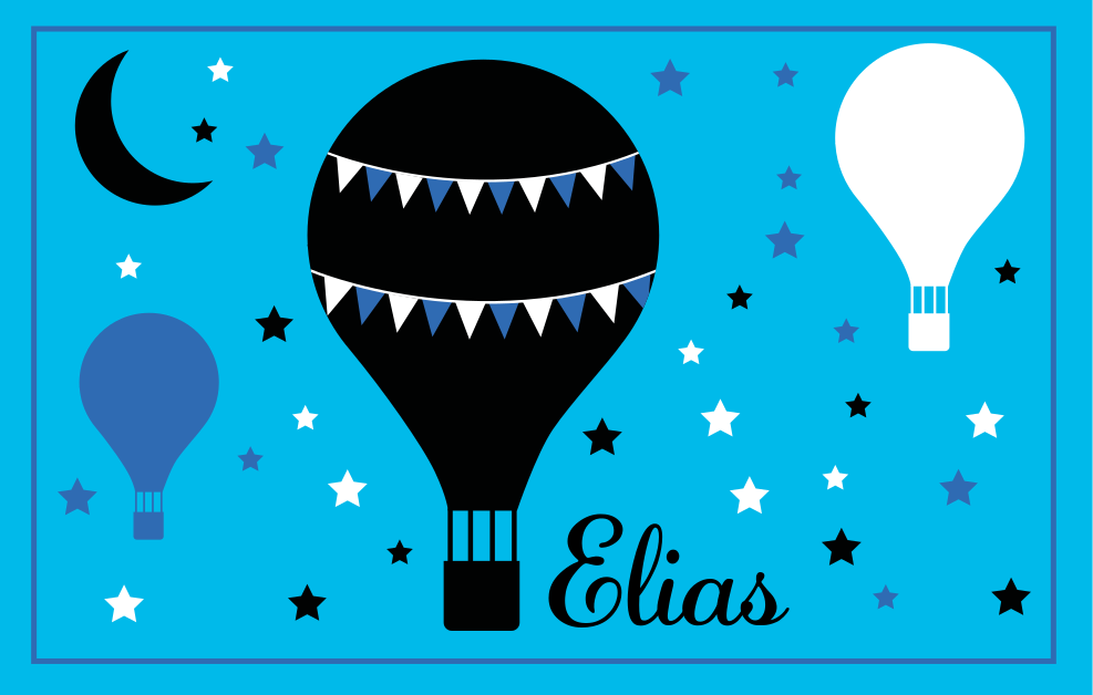 Luftballonger, stjerner og tekst vinylteppe - Tenstickers