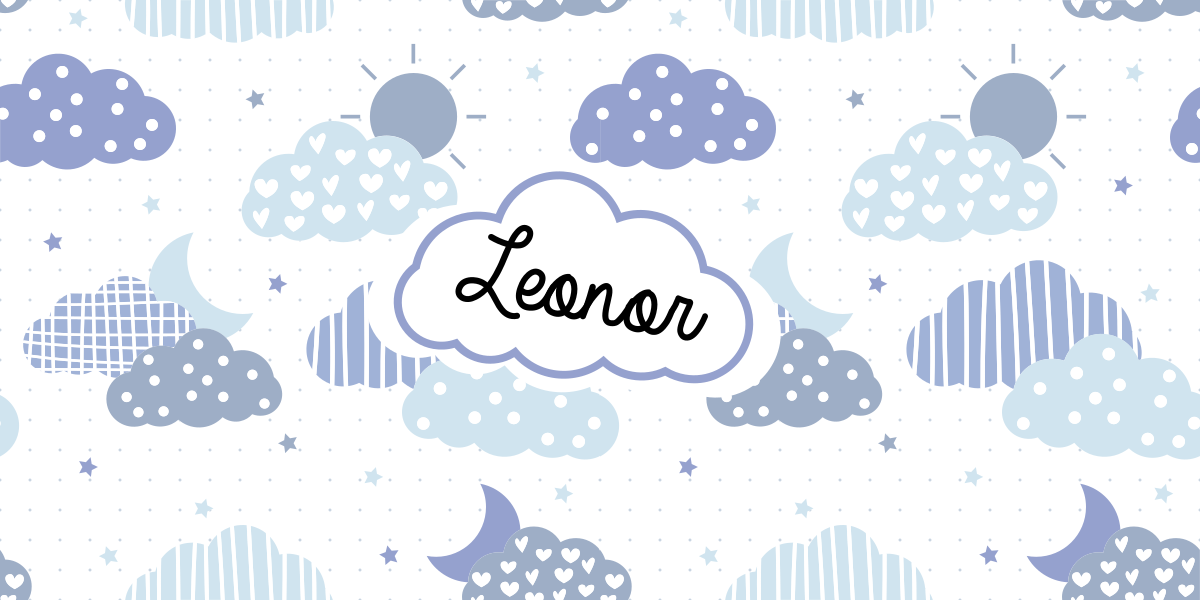 Skymønster vinyl teppe med navn - Tenstickers