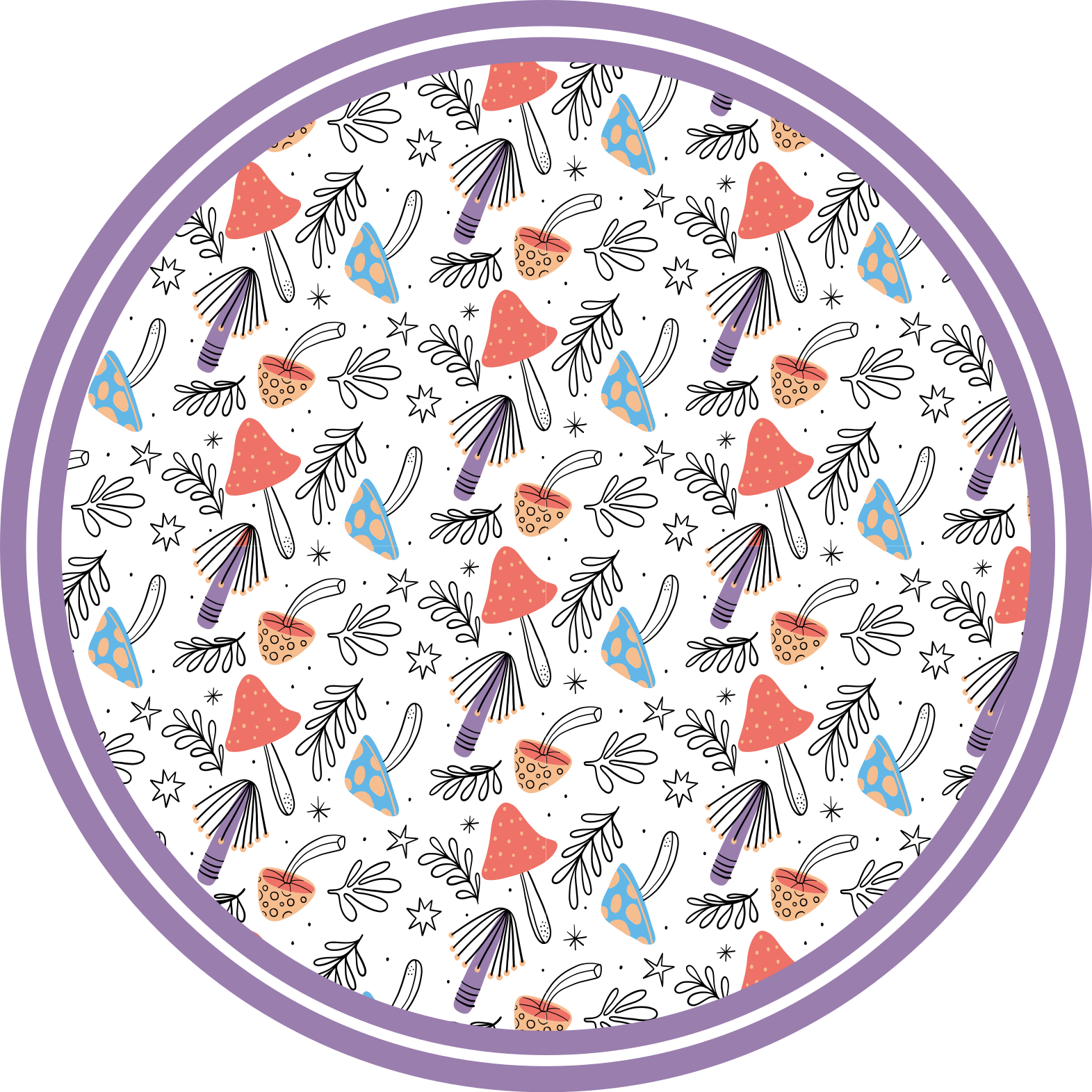 Fargerike håndmalte sopp vinyl teppe kjøkken - Tenstickers