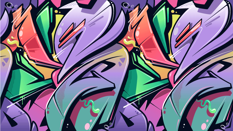 Fargerik graffiti street art vinyl teppe tekstur - Tenstickers