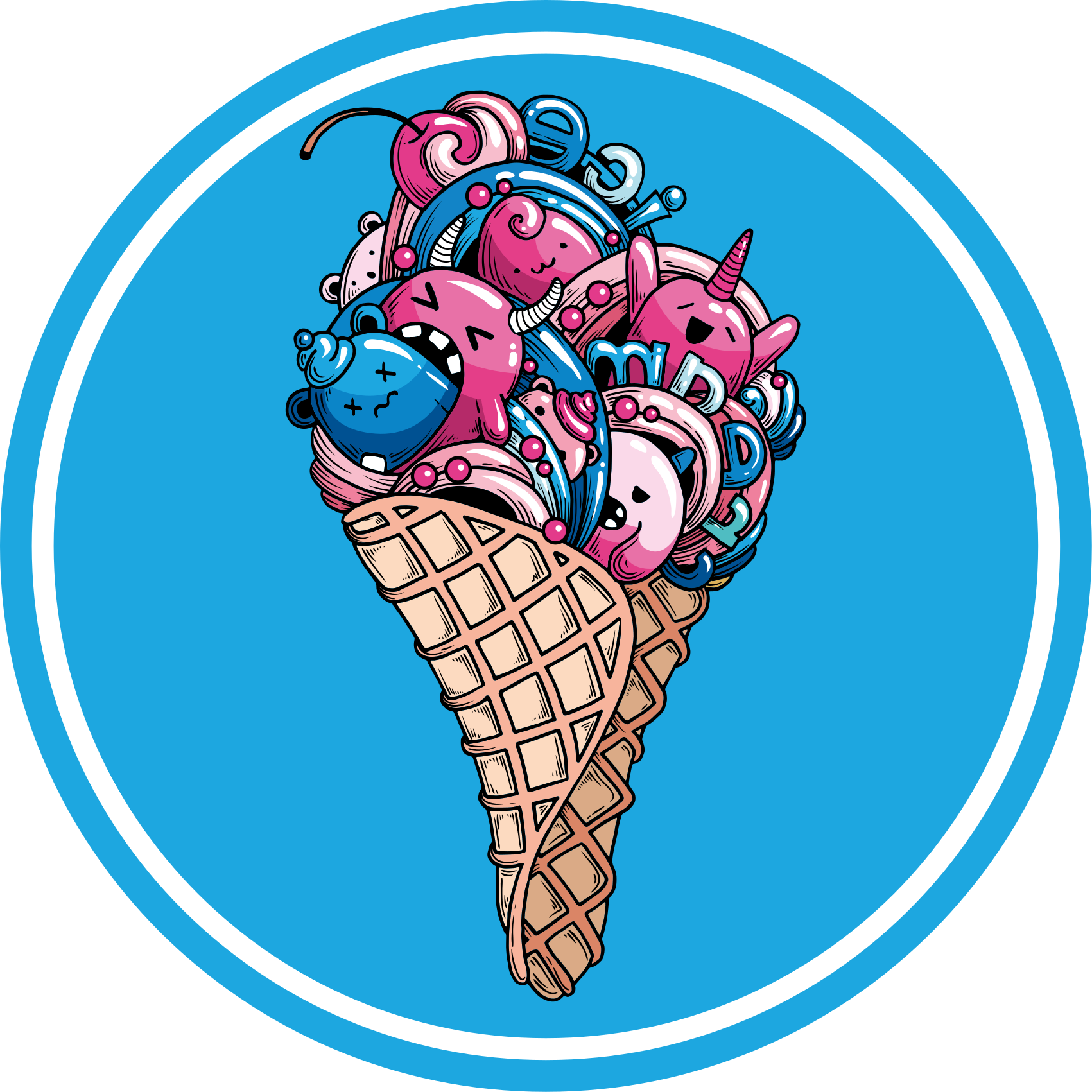 Iskremglede vinyl teppe rund - Tenstickers