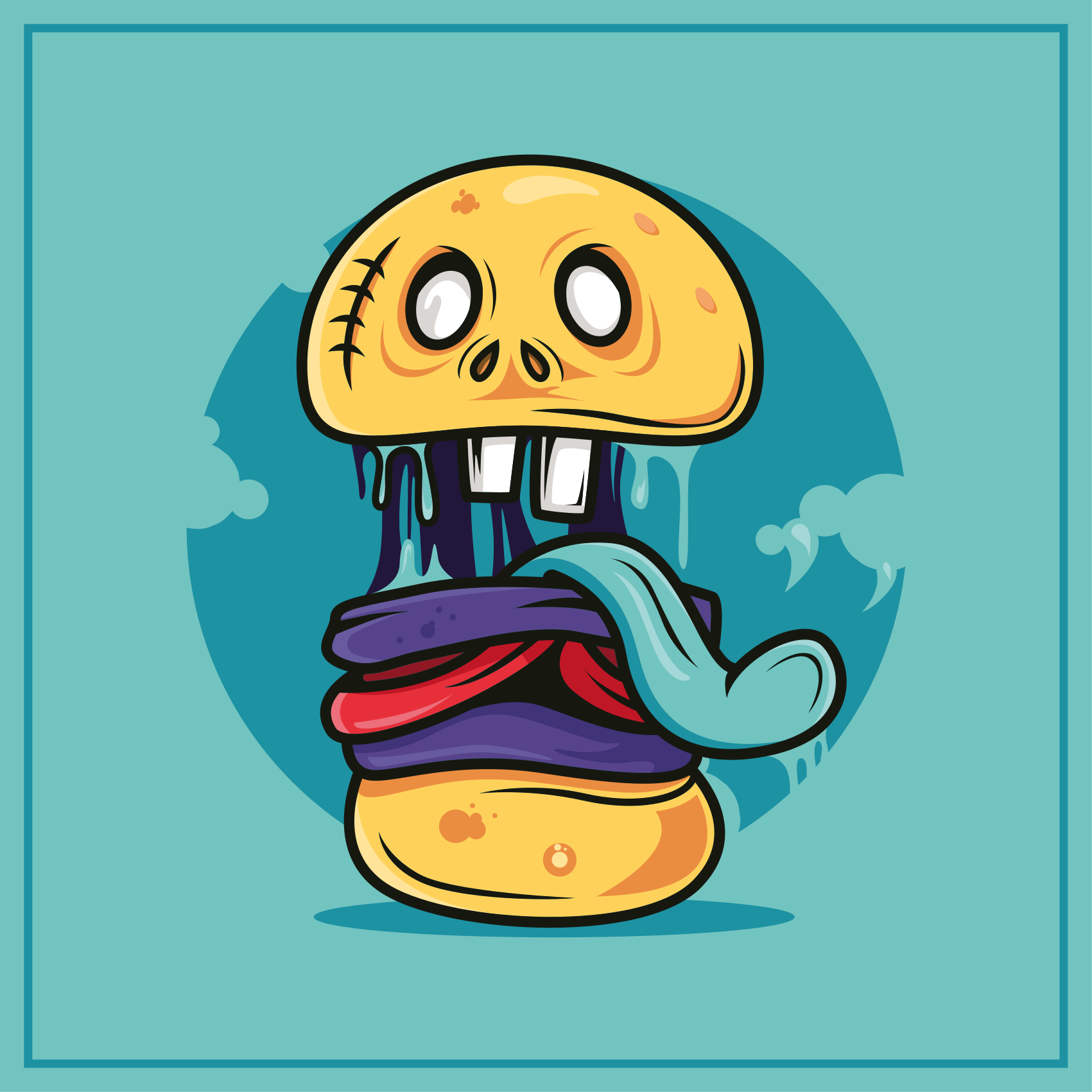 Tullete hodeskallefigur vinyl teppe ungdom - Tenstickers