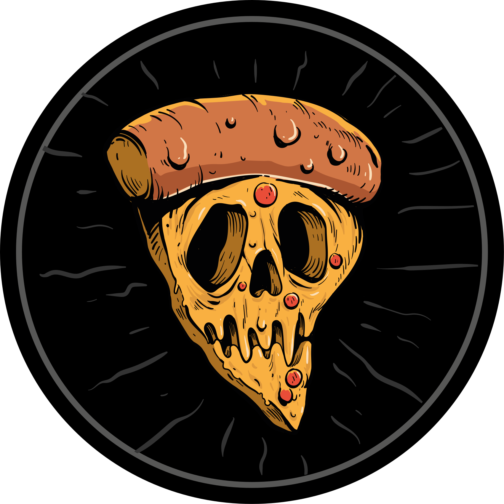 Pizza skull graffiti stil vinyl teppe moderne - Tenstickers