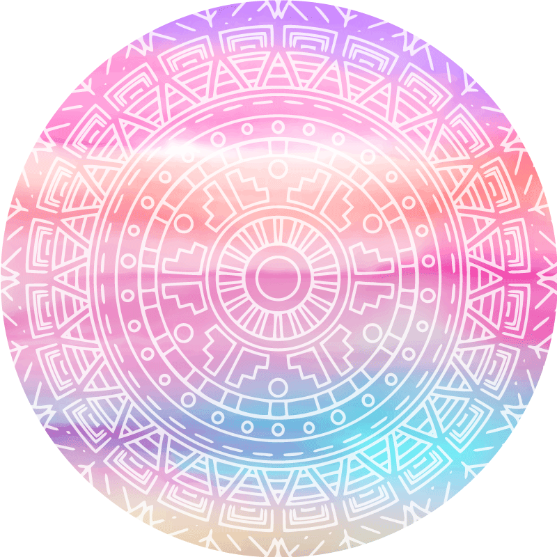 Livlig geometrisk element vinyl teppe mandala - Tenstickers