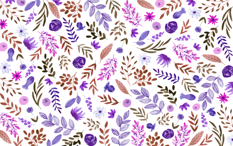 Lilla akvarellblader vinyl teppe blomster og planter - Tenstickers