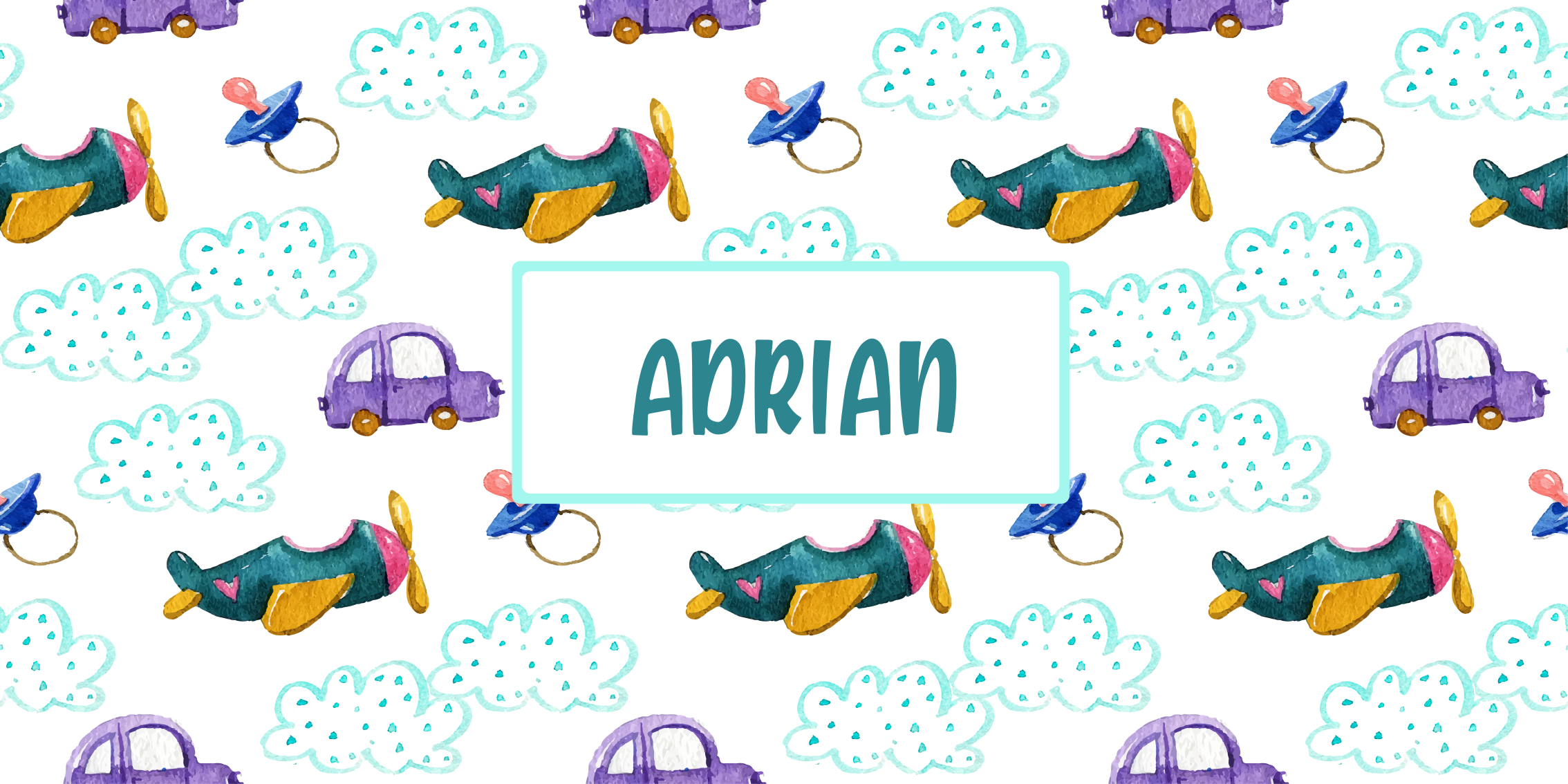 Lunefullt flytema vinyl teppe med navn - Tenstickers