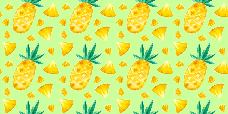 Fargerik akvarell ananas vinyl teppe blomster og planter - Tenstickers
