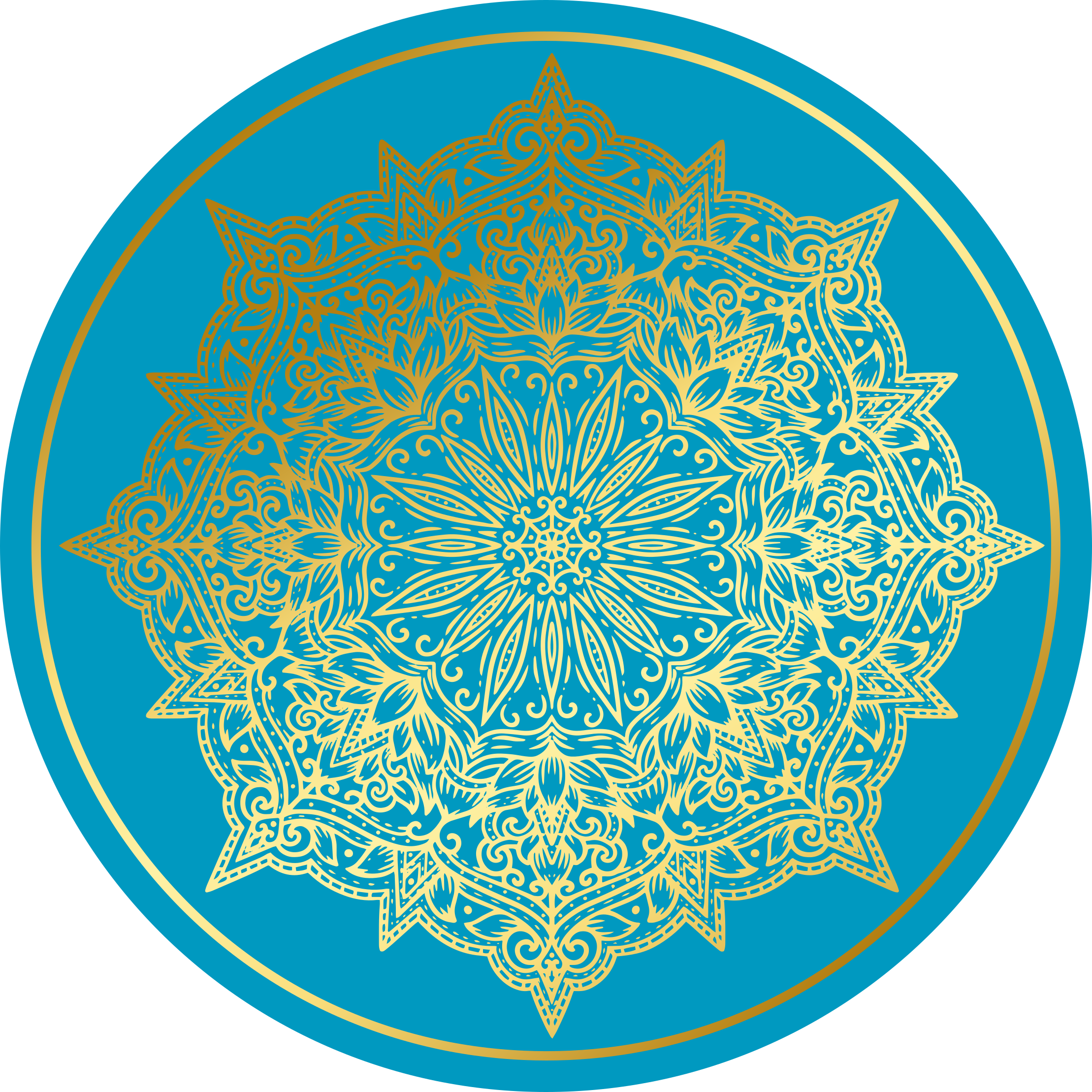 Kompleks mandala-kunstverk vinyl teppe rund - Tenstickers