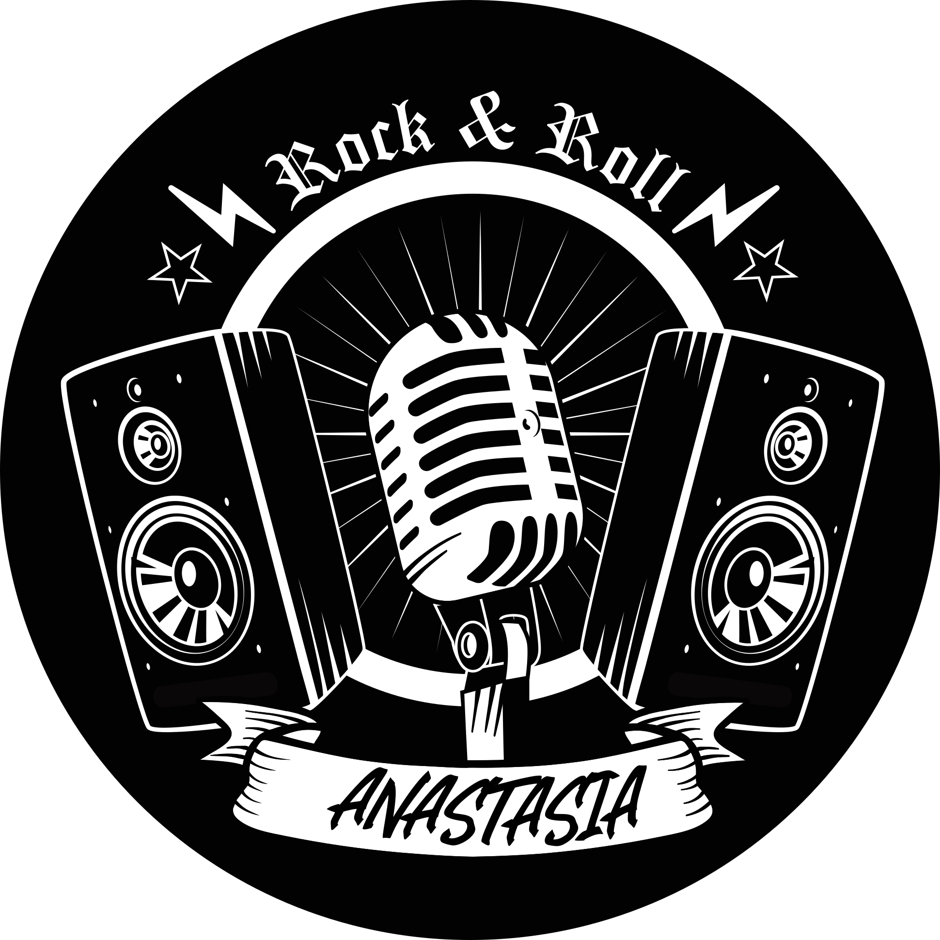 Rock and roll med navn vinyl teppe ungdom - Tenstickers