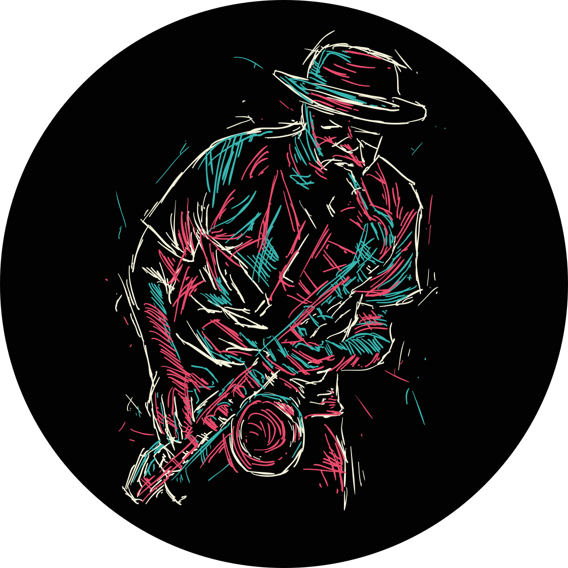 Jazzmusikeropptreden vinyl teppe rund - Tenstickers