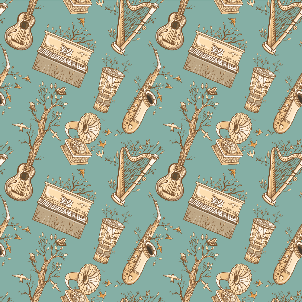 Vinyl teppe flere barn musikkinstrumenter tema - Tenstickers