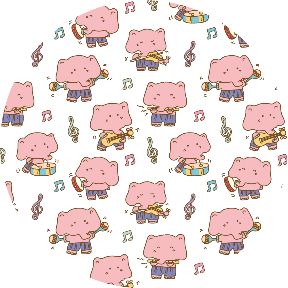 Musikalsk elefantmoro vinyl teppe dyr - Tenstickers