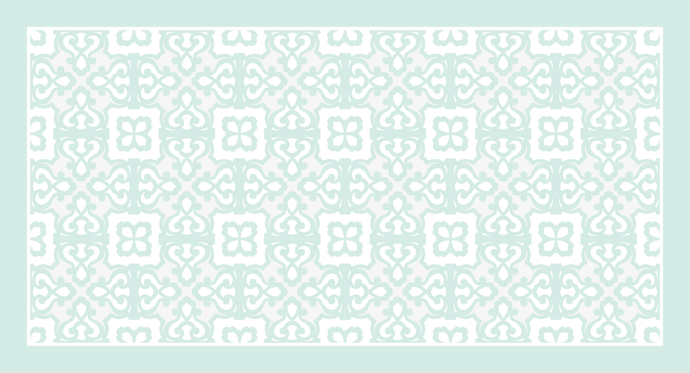 Lyst akvamarin vintage blomstermønster vinyl teppe hydraulisk - Tenstickers