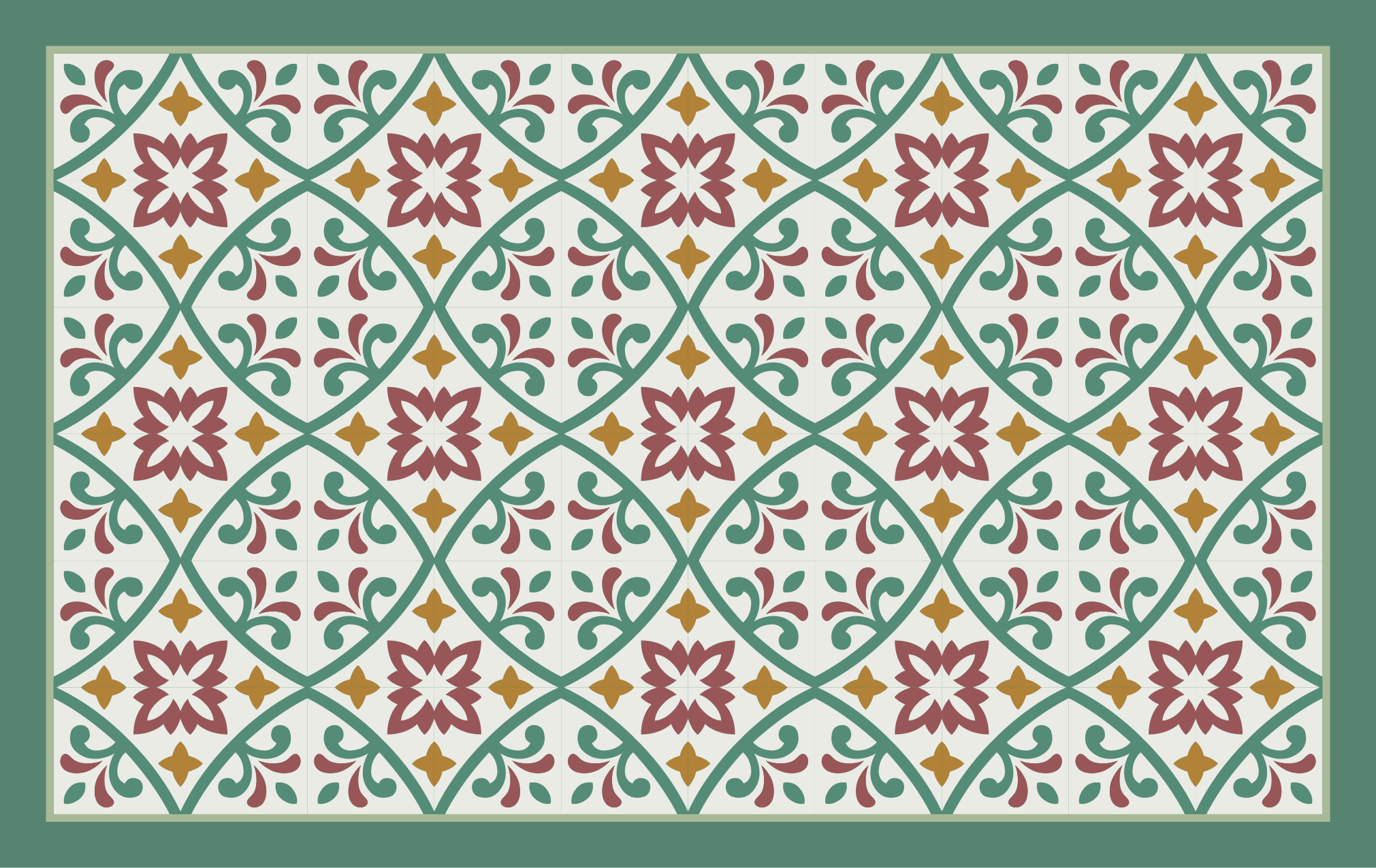 Gul rød og grønn klassisk blomst vinyl teppe hydraulisk - Tenstickers