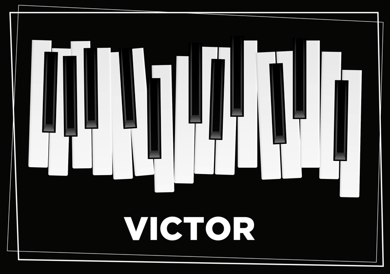 Personlig piano keyboard vinyl teppe med navn - Tenstickers