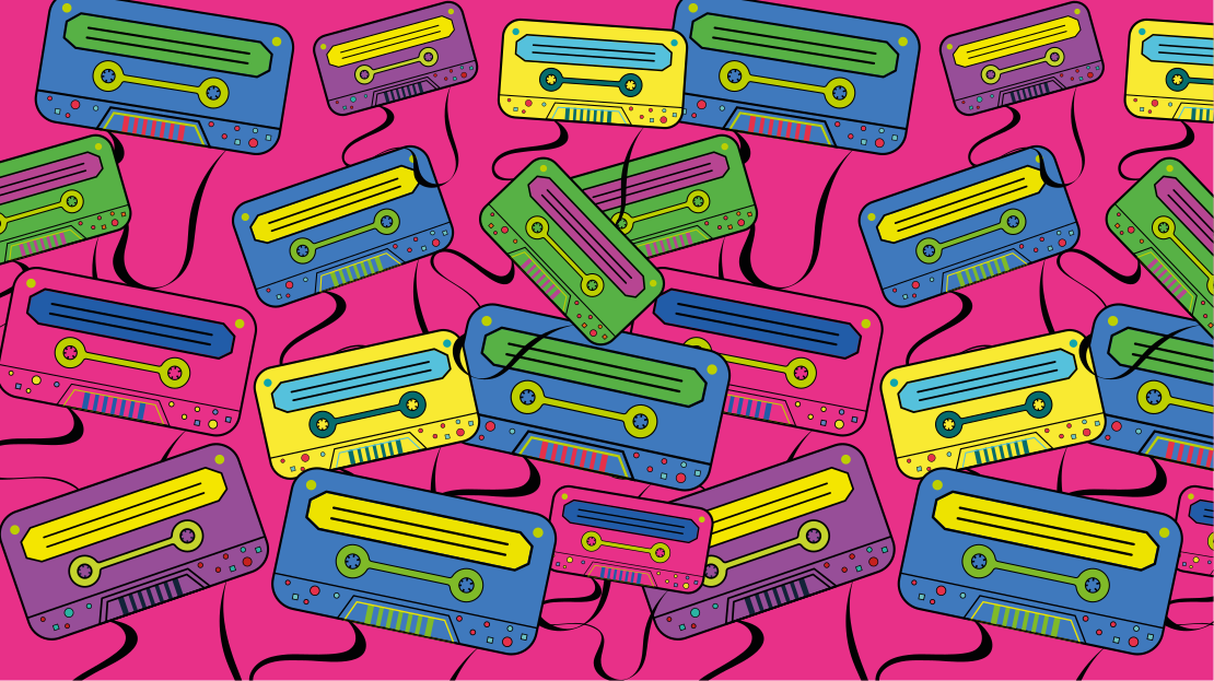 Retro 80 -talls fargerik boombox vinyl teppe rektangel - Tenstickers