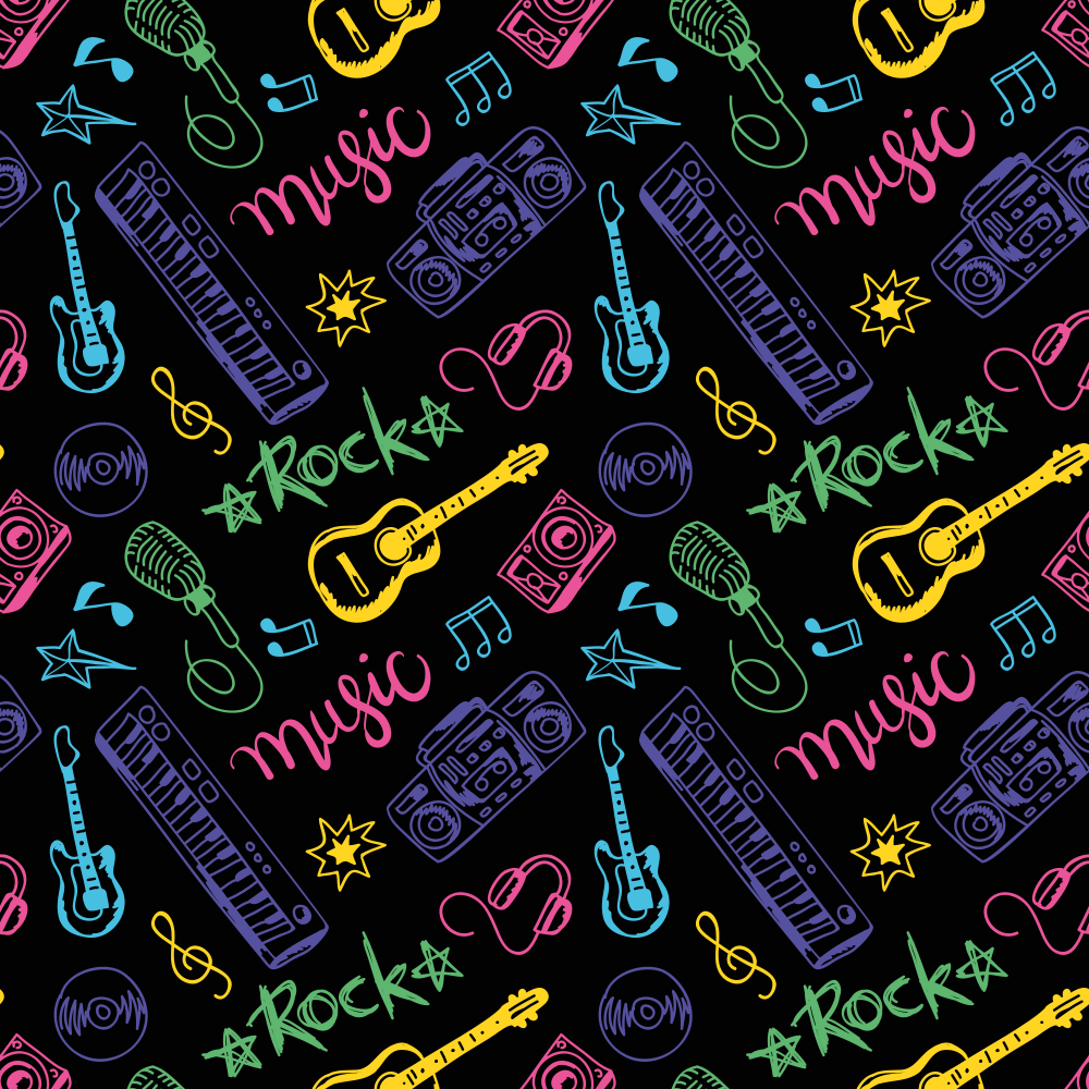 Flat ikoner musikkinstrumenter Vinyl teppe firkant - Tenstickers