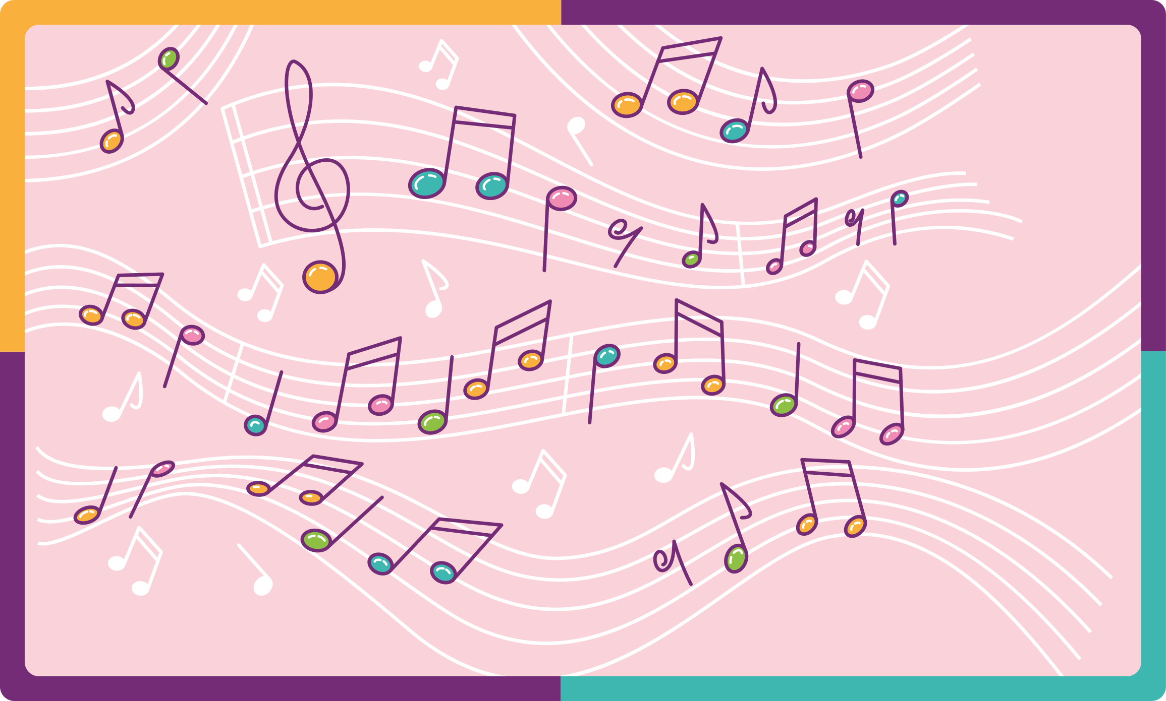 Melodisk noteflyt vinyl teppe ungdom - Tenstickers