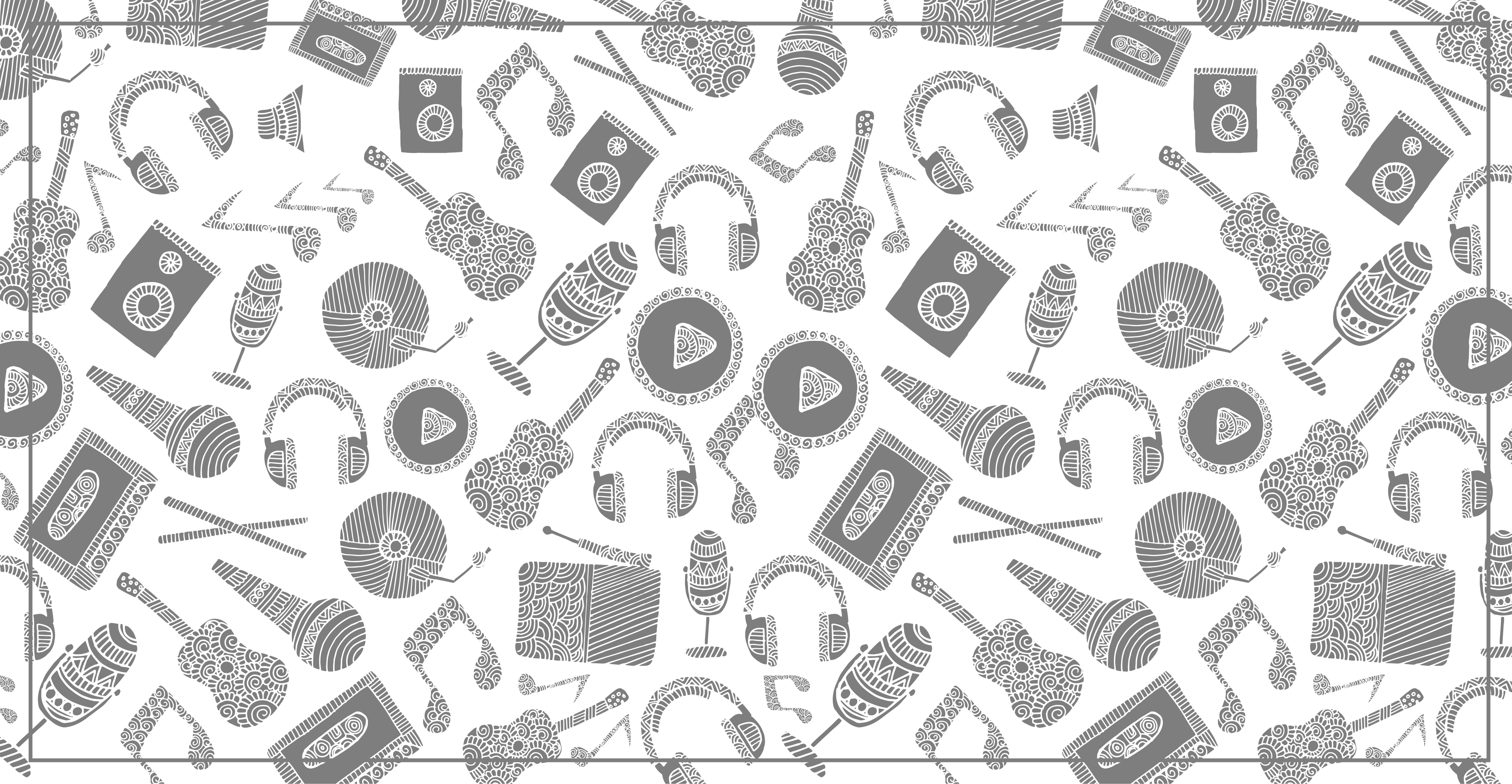 Musikalske elementer mønster Vinyl teppe flere barn - Tenstickers