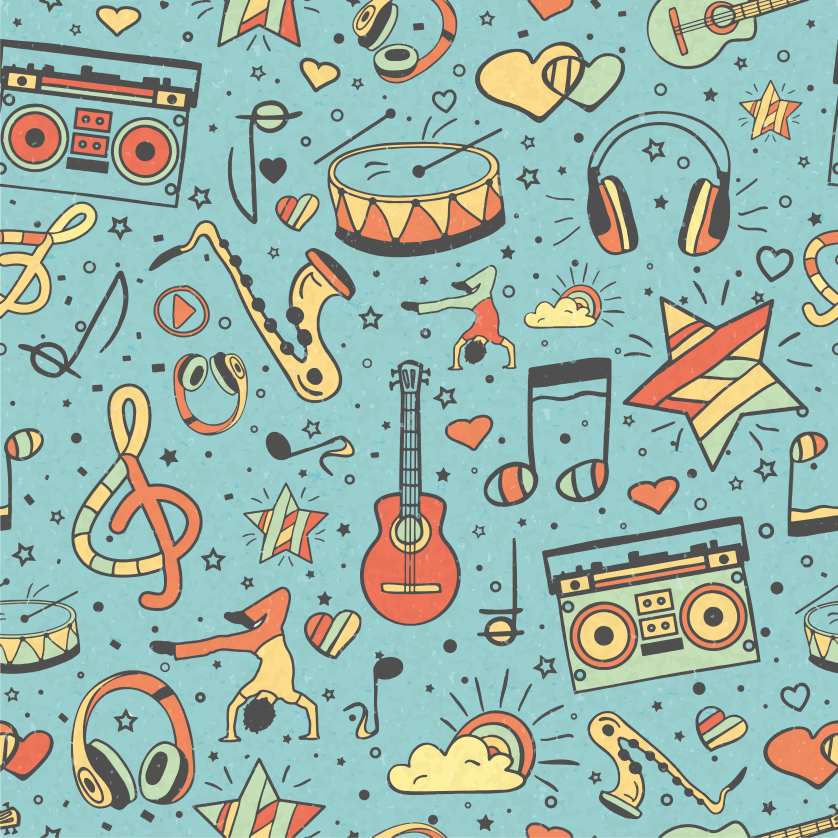 Musikalske symboler lekne Vinyl teppe flere barn - Tenstickers