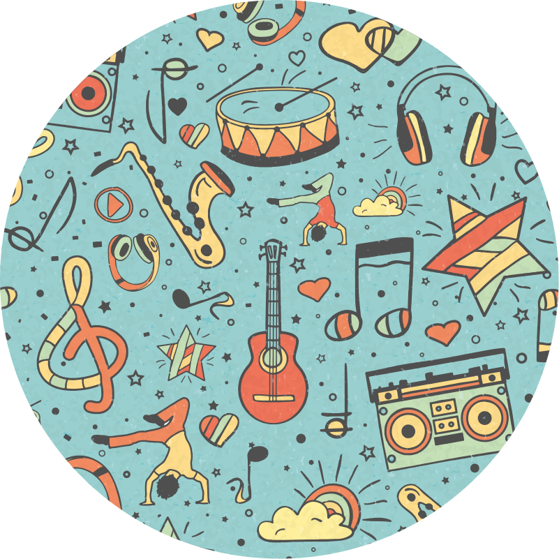 Musikknoter tema Vinyl teppe flere barn - Tenstickers
