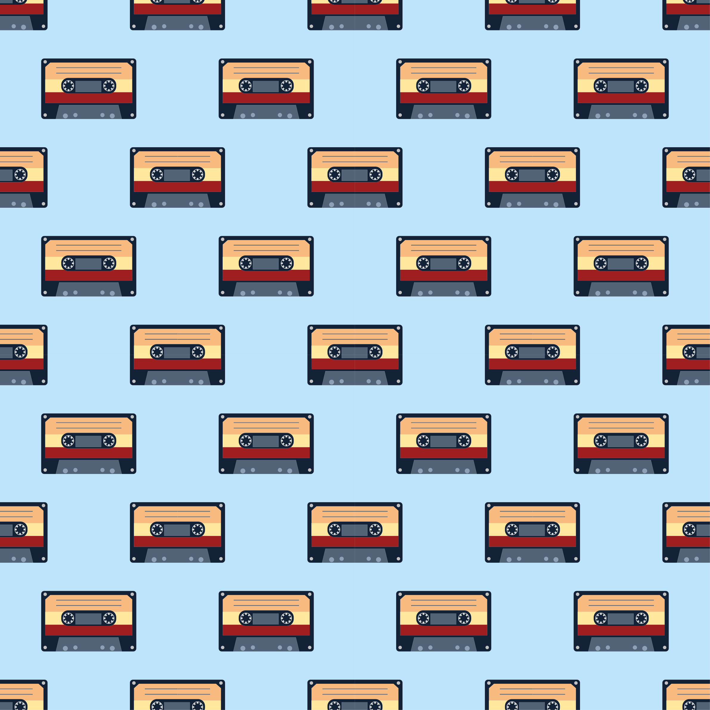 Musikksymboler for retrokassetter Vinyl teppe firkant - Tenstickers
