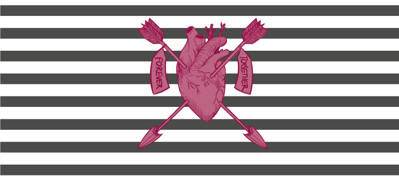 Forever together hjerte med piler vinylteppe - Tenstickers