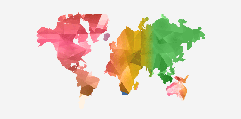 Grønne, gule og røde kontinenter vinylteppe - Tenstickers