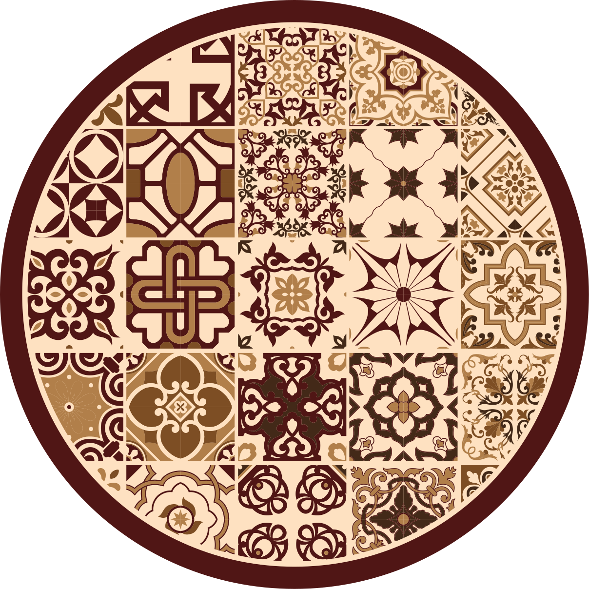 Brun flisemønster i spansk stil bad vinyl teppe - Tenstickers