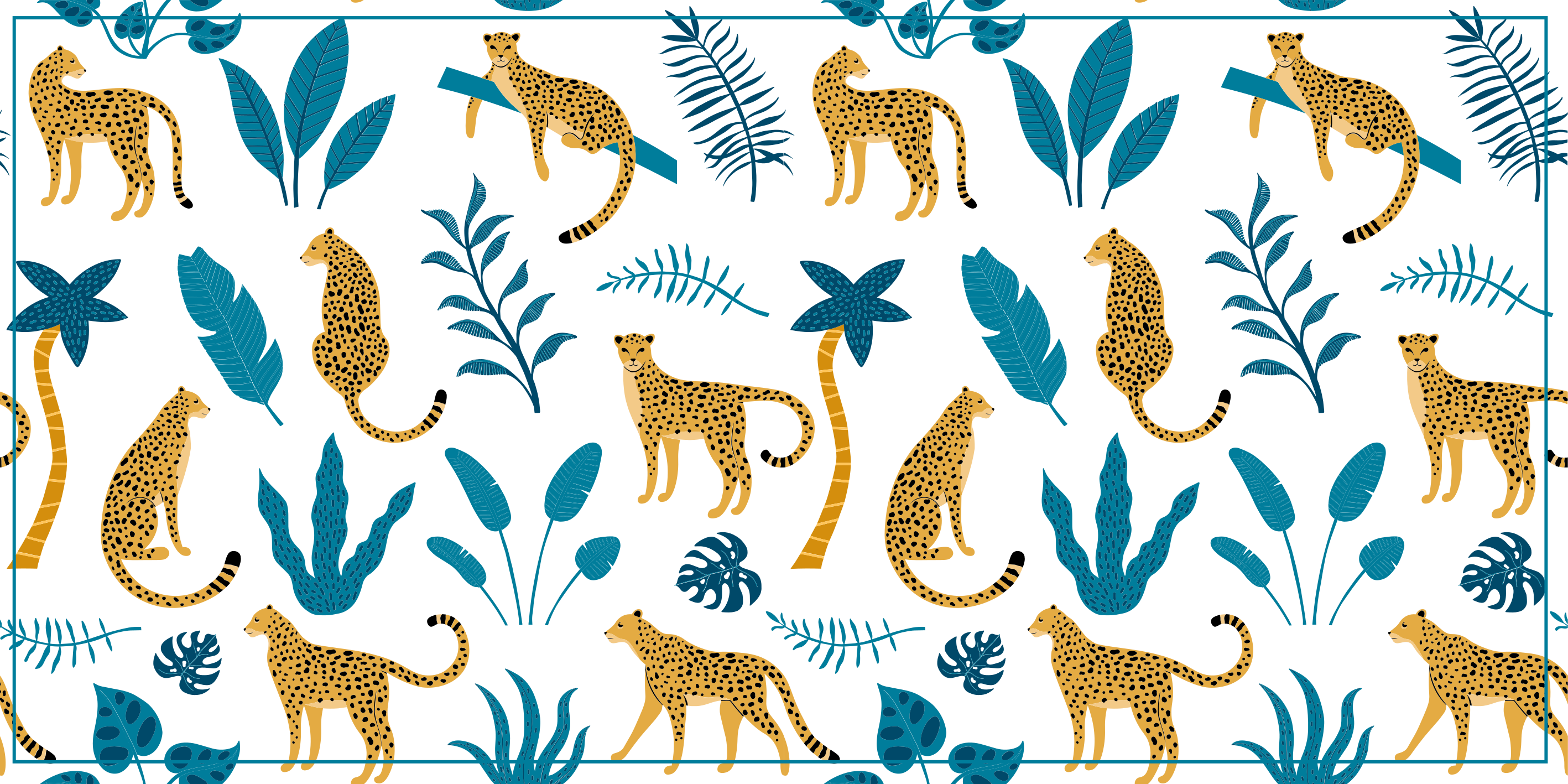 Tropisk leopardmønster vinyl teppe baby - Tenstickers