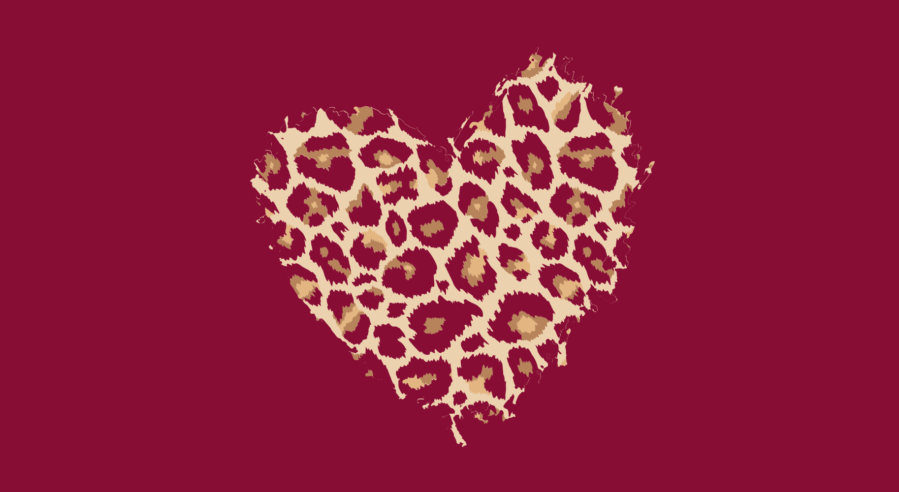 Leopard print tekstur hjerte vinyl teppe rektangel - Tenstickers