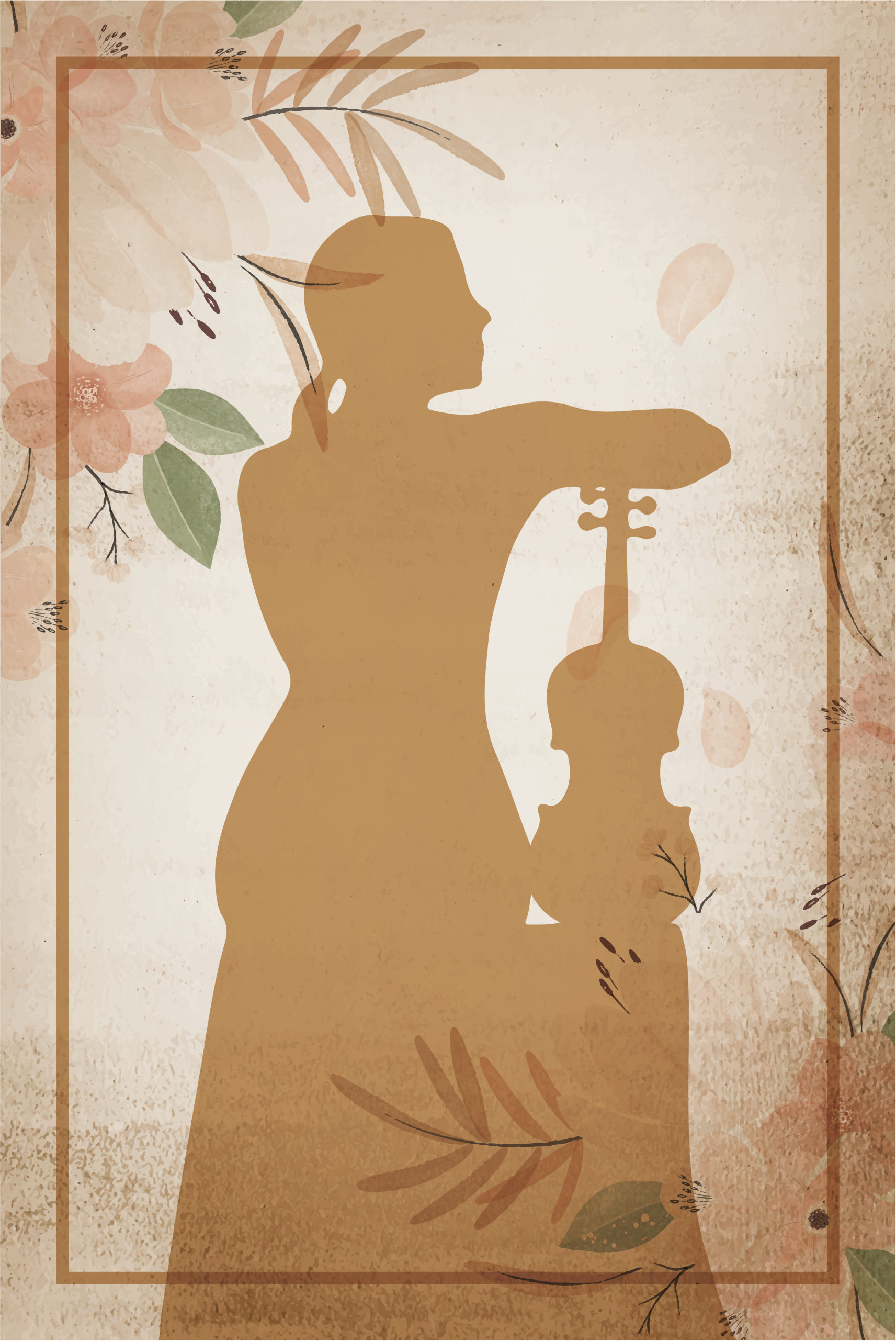 Fiolinist silhuett sittende tilbake vinyl teppe moderne - Tenstickers