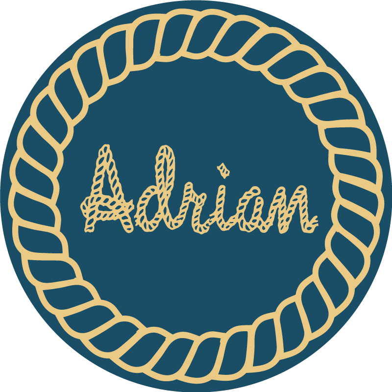 Sirkulært nautisk navn Vinyl teppe flere barn - Tenstickers