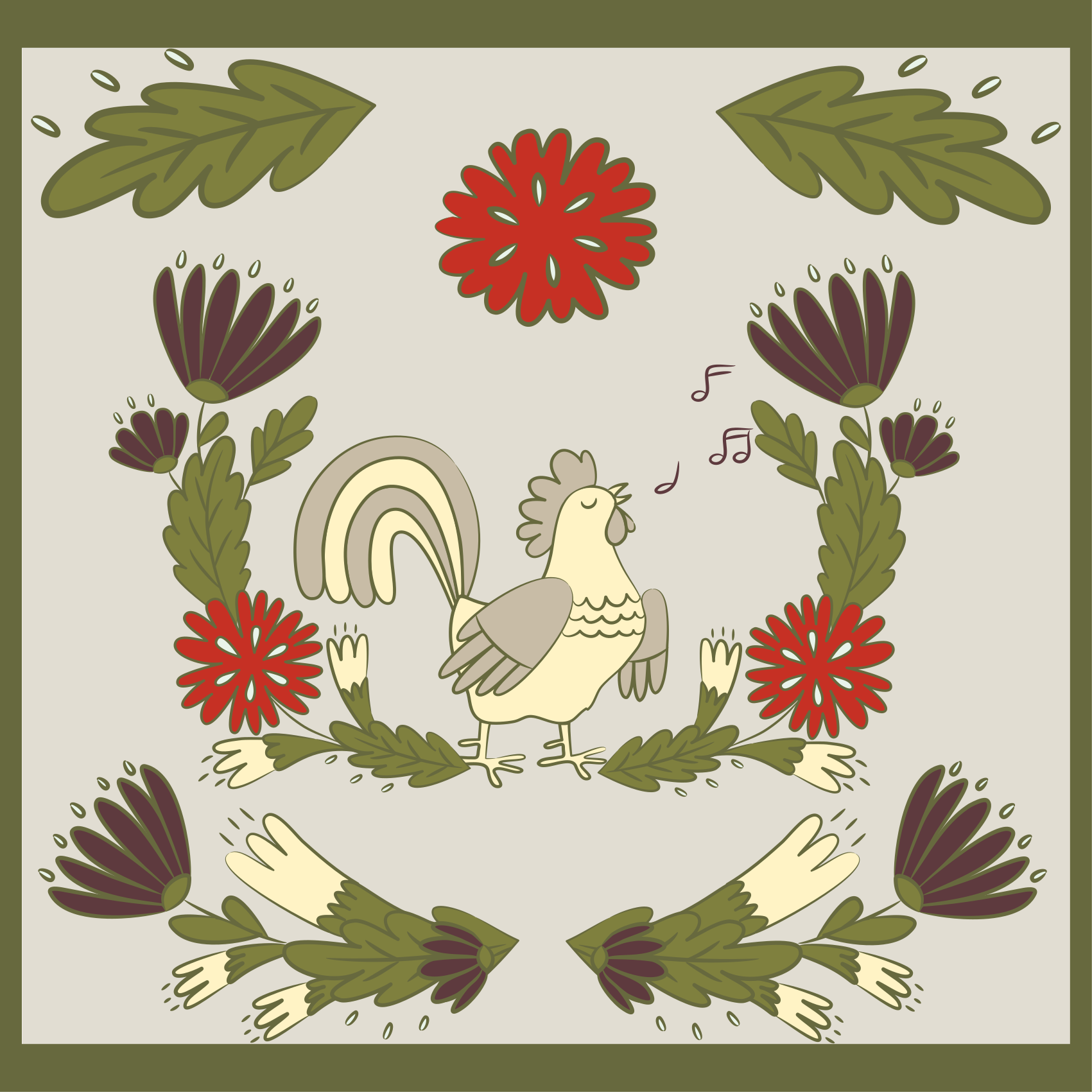 Folklore hane vinyl teppe dyr - Tenstickers