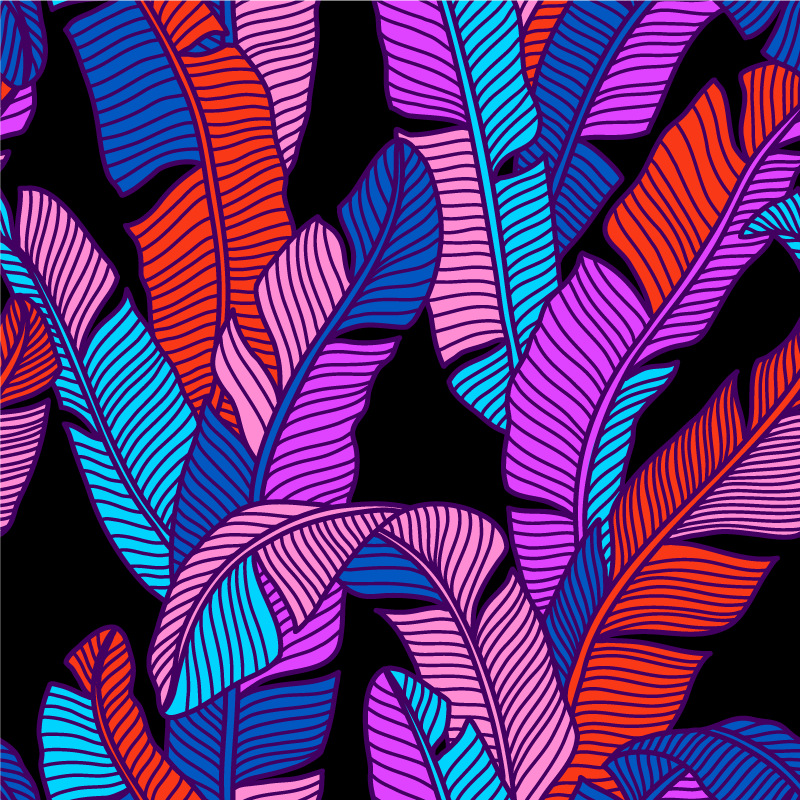 Livlige bladmønstre vinyl teppe blomster og planter - Tenstickers