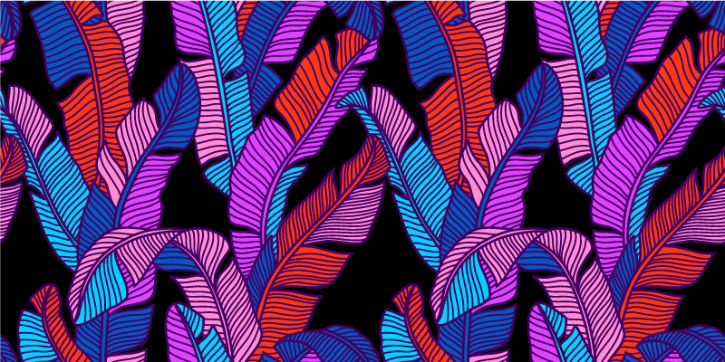 Vinyl teppe natur fargerik tropisk løvverk - Tenstickers