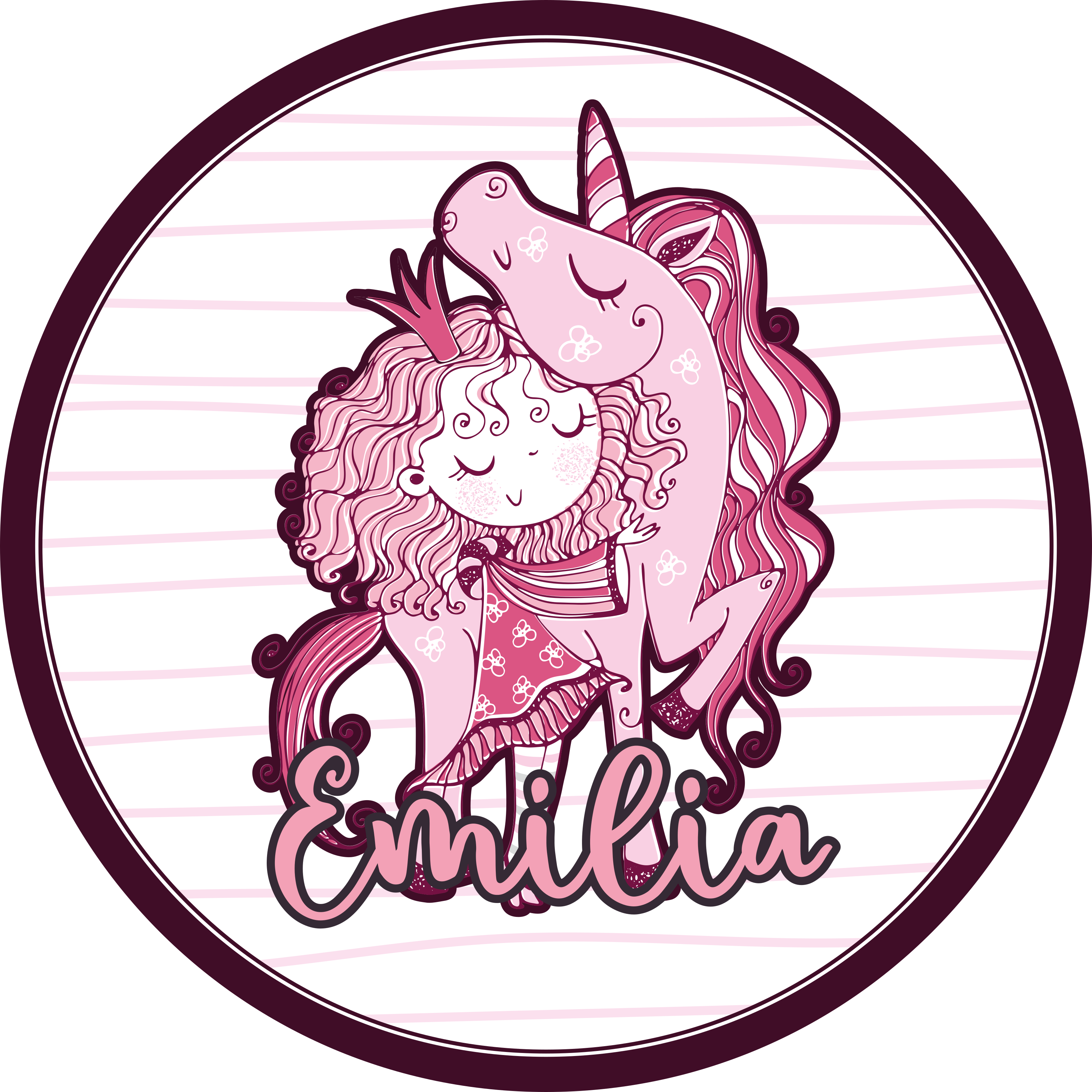 Prinsesse med enhjørning og navn vinylteppe - Tenstickers