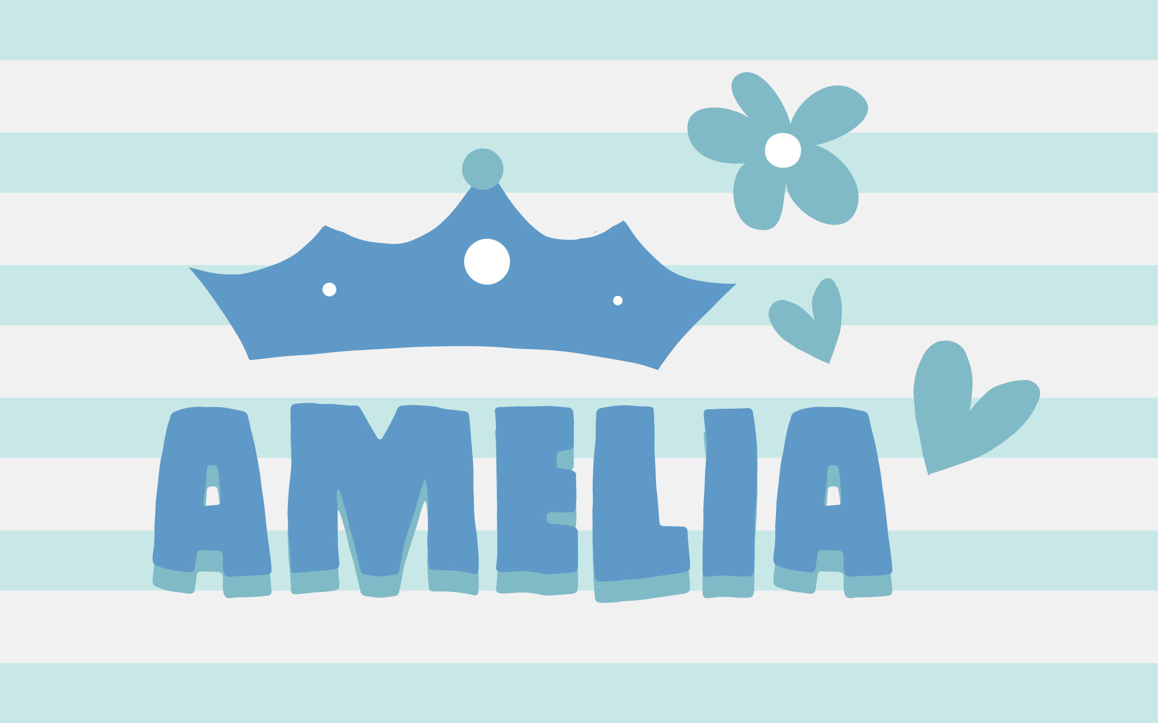 Lyseblå prinsesse krone med navn vinylteppe - Tenstickers